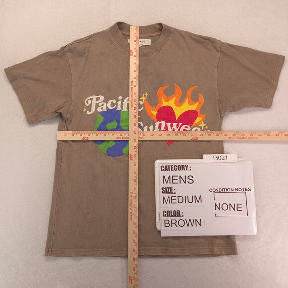 PacSun Casual Crew Neck Short Sleeve Striped T Shirt Mens Size Medium M Brown - Picture 5 of 9